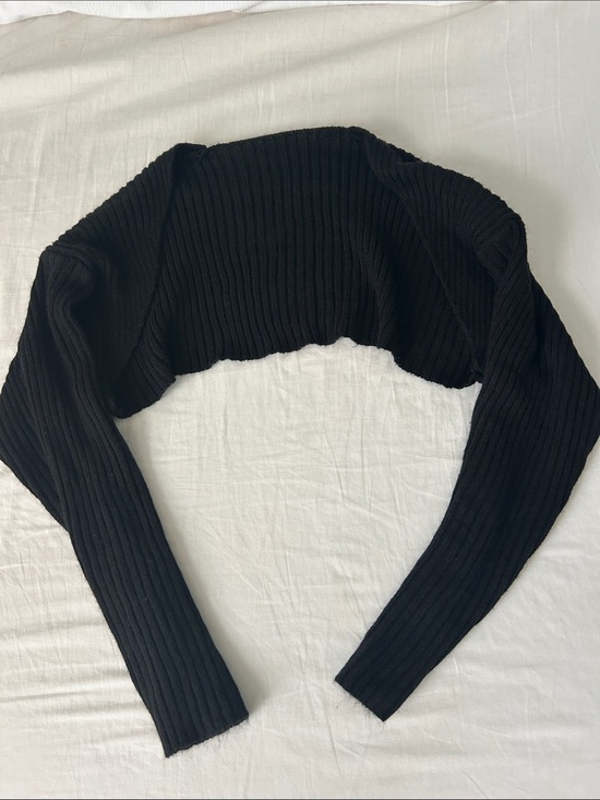 Jackets & Blazers - Cropped Black Ribbed Bolero Shrug
